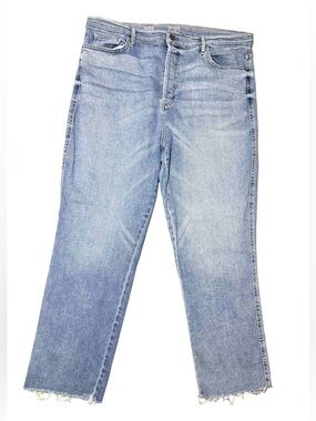 a.n.a High Rise Straight Leg Jeans - Light Wash, Raw Hem - Size 18